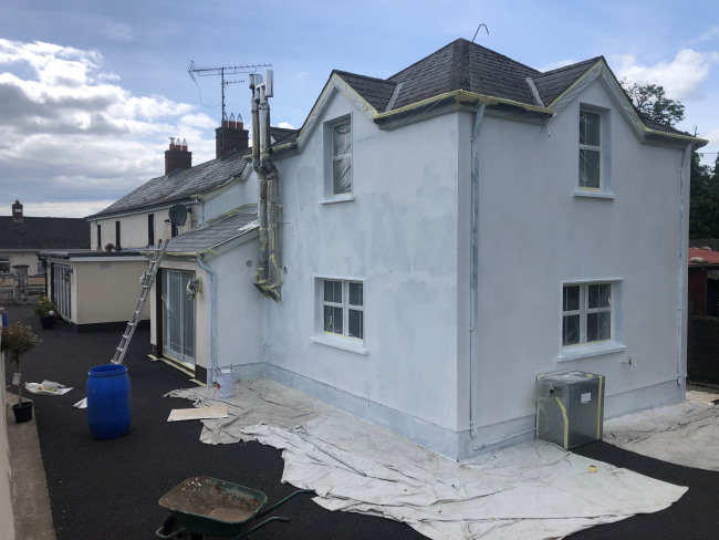 Brampton Cumbria after undercoating the exterior of the house